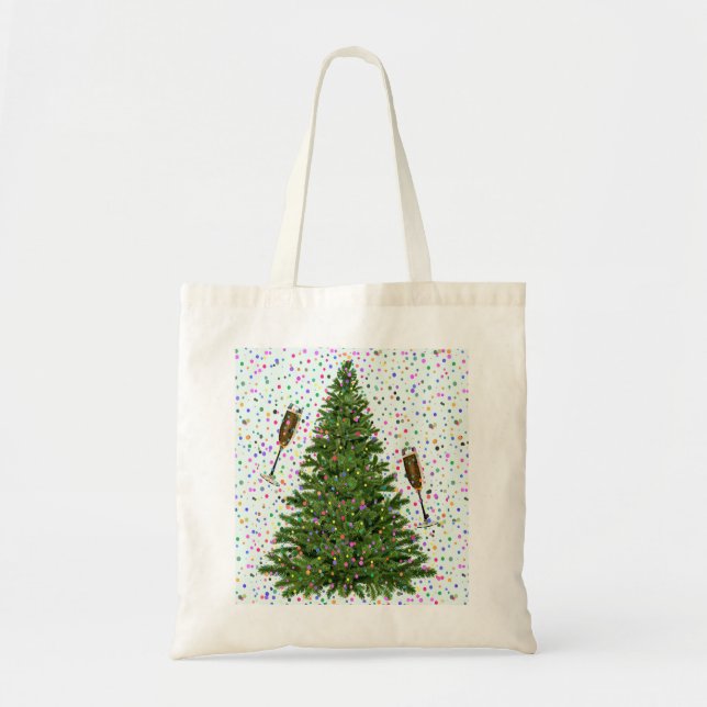 Tote Bag arbre de noël du champagne (Devant)