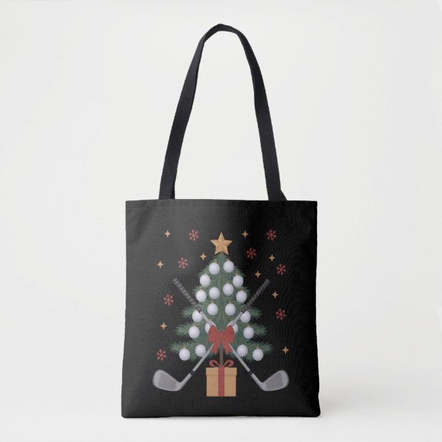 Tote Bag Arbre de Noël Équipement de Golf Noël Golf (Devant)