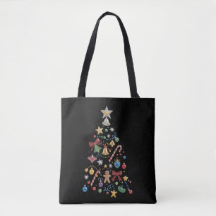 Tote Bag Arbre de Noël Fantaisie Strass Fêtes de fin d'anné