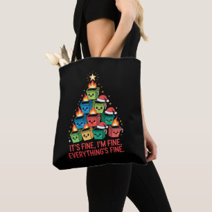 Tote Bag Arbre de Noël Feu de Poubelle C'est Bon Je vais Bi