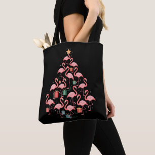 Tote Bag Arbre de Noël Flamant Rose Fêtes de Flamants Roses