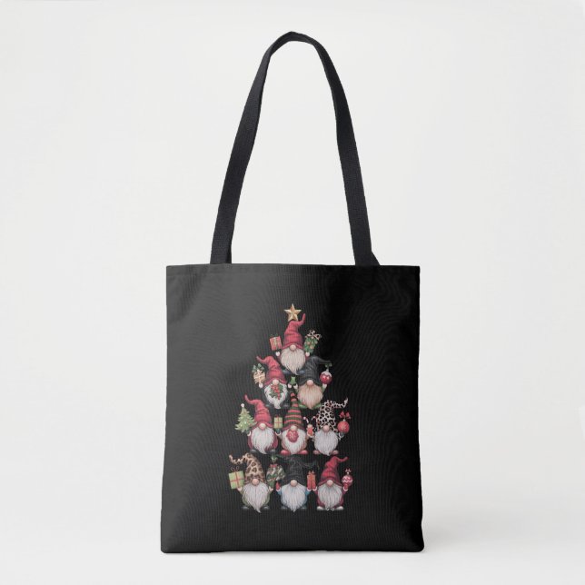 Tote Bag Arbre de Noël Gnomes Noël drôle Vacances (Devant)