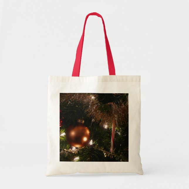 Tote Bag Arbre de Noël II Vacances Rouge et Or (Devant)