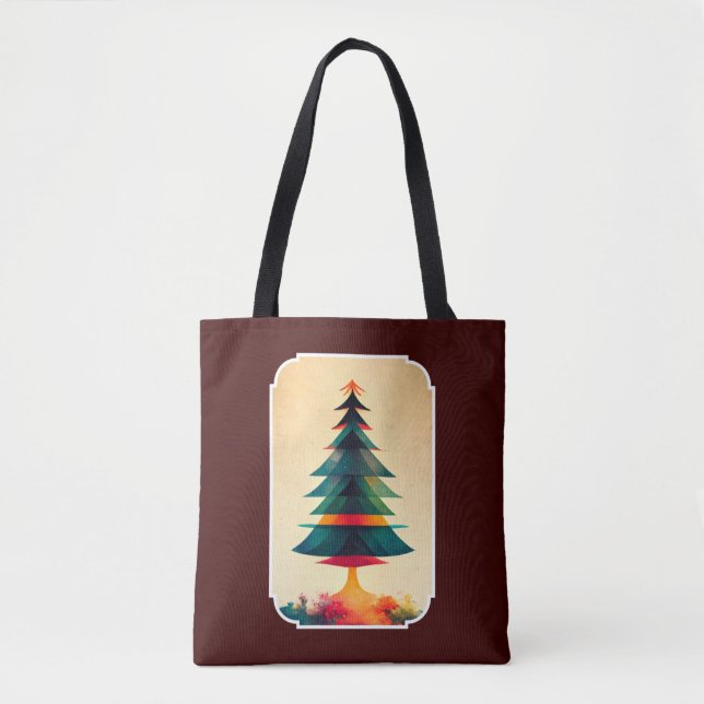 Tote Bag Arbre de Noël Joyfull Design géométrique (Devant)