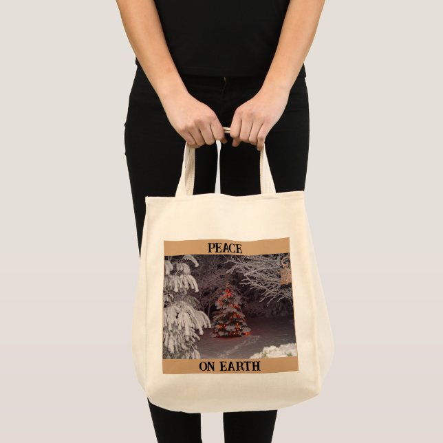Tote Bag Arbre de Noël neigeux Boule d'ornement bleu (Devant (produit))