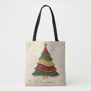 Tote Bag Arbre de Noël orné d'émail doré