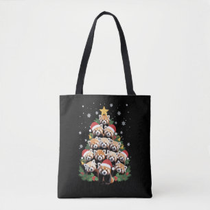 Tote Bag Arbre de Noël Panda Rouge Drôle Animal