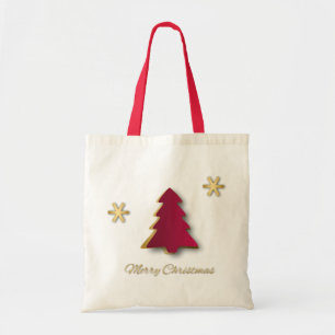 Tote Bag Arbre de Noël rouge or élégant