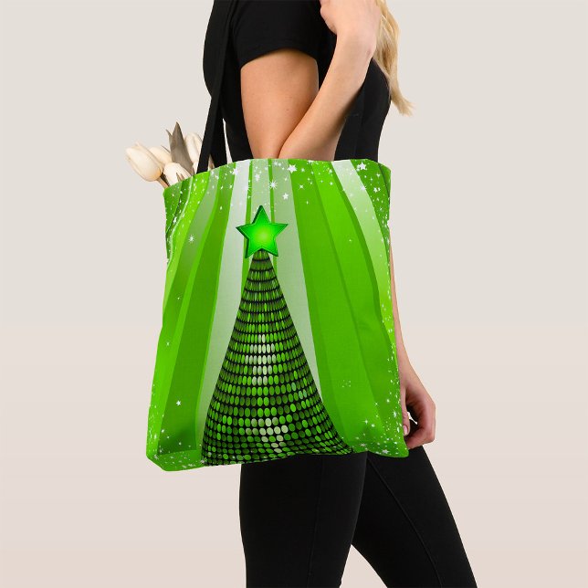 Tote Bag Arbre de Noël vert moderne avec étoile (Créateur téléchargé)