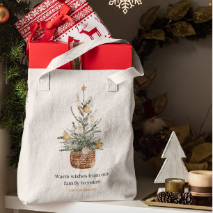 Tote Bag Arbre de Noël Vintage Joyeux Fêtes
