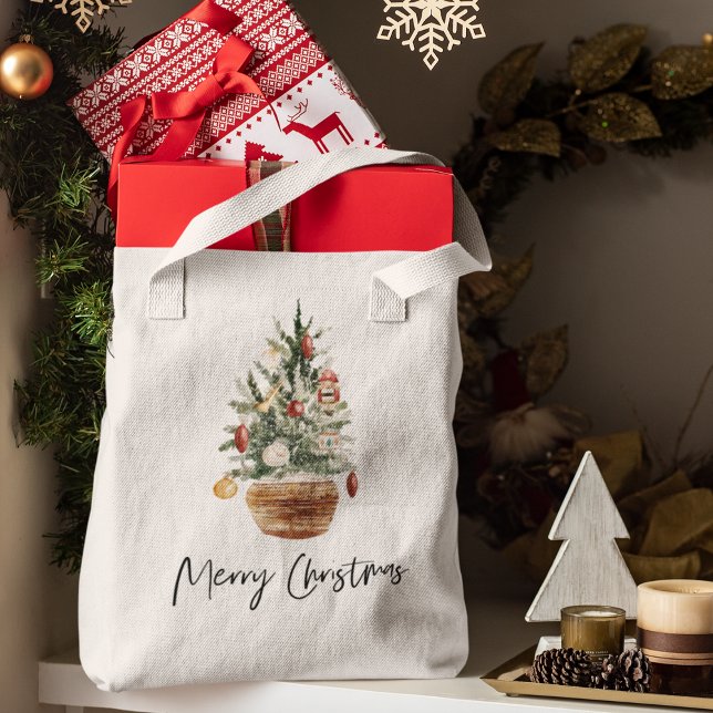 Tote Bag Arbre de Noël Vintage | Joyeux Noël (Créateur téléchargé)