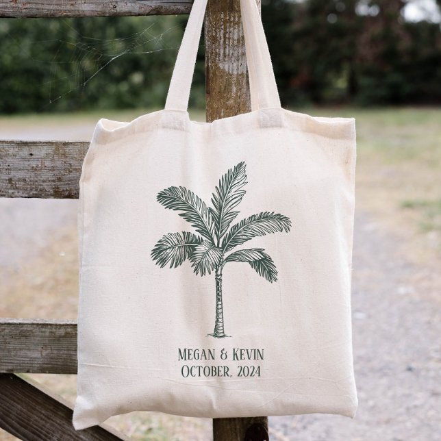 Tote Bag Arbre de palmier en couleur pour mariage de destin (Créateur téléchargé)