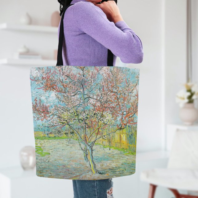 Tote Bag Arbre de pêche à fleurs | Vincent van Gogh (Créateur téléchargé)