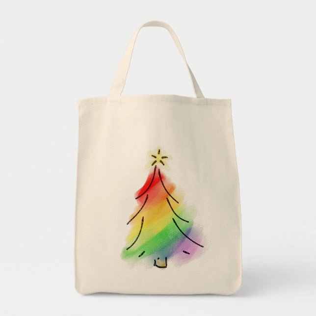 Tote Bag Arbre de vacances Rainbow (Devant)