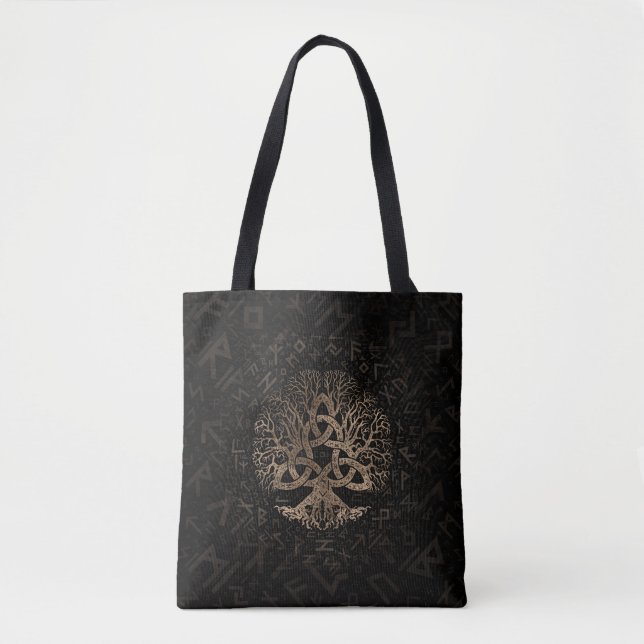 Tote Bag Arbre de vie avec Triquetra sur le motif Futhark (Devant)