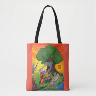 Tote Bag Arbre de vie Danse aquarelle Joy Love Art