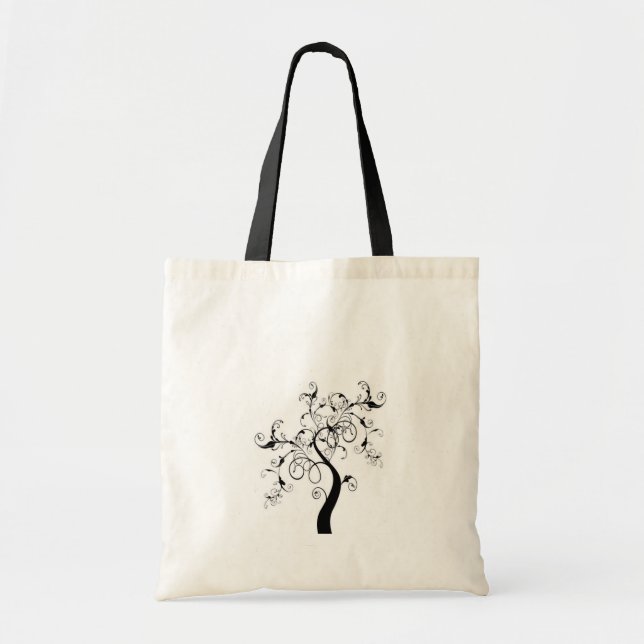 Tote Bag Arbre De Vie Noir Et Blanc (Devant)