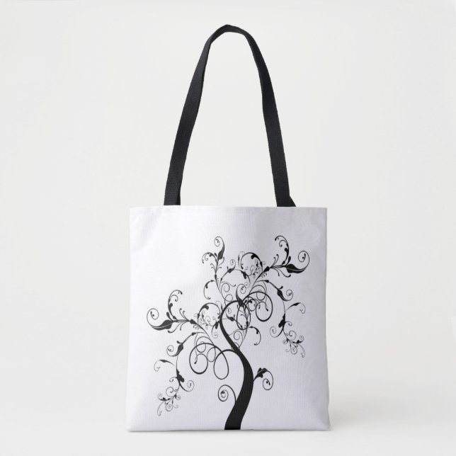 Tote Bag Arbre de vie noir et blanc (Devant)