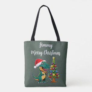 Tote Bag Arbre décoré avec billard boules t-rex santa chape