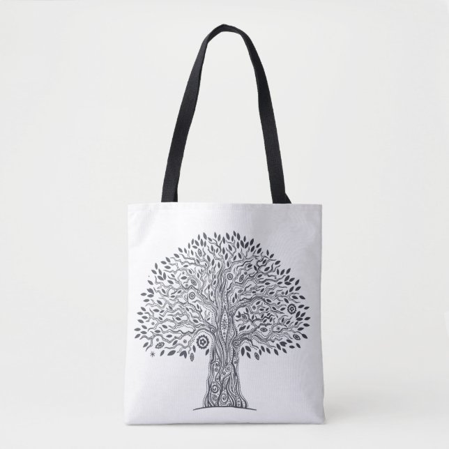 Tote Bag Arbre du griffonnage 2 de la vie (Devant)