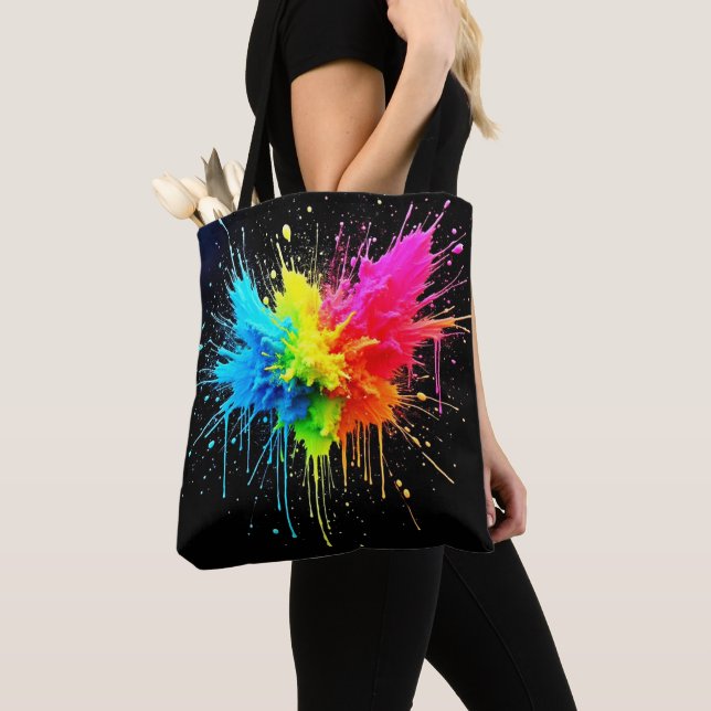Tote Bag Arbre en poudre arc-en-ciel (De près)
