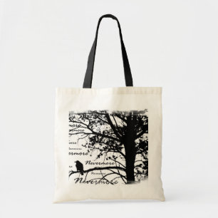 Tote Bag Arbre noir et de blanc plus jamais de Raven de