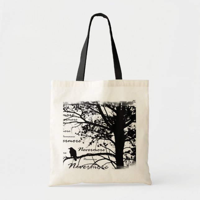 Tote Bag Arbre noir et de blanc plus jamais de Raven de (Devant)