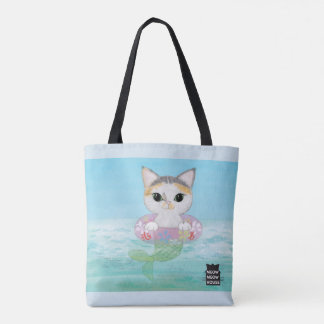 Tote Bag Arbre Purrmaids avec un chat de calicot