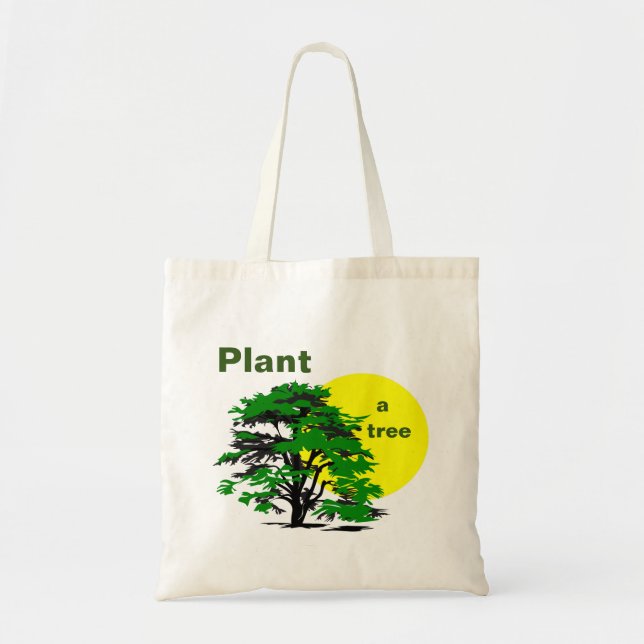 Tote Bag Arbre vert & Soleil jaune, Plante un Arbre (Devant)