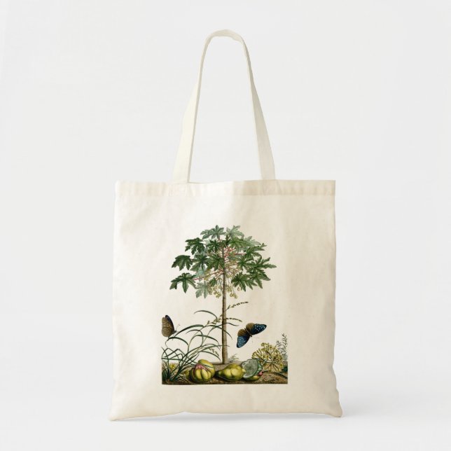 Tote Bag Arbre vintage et papillons de papaye (Devant)