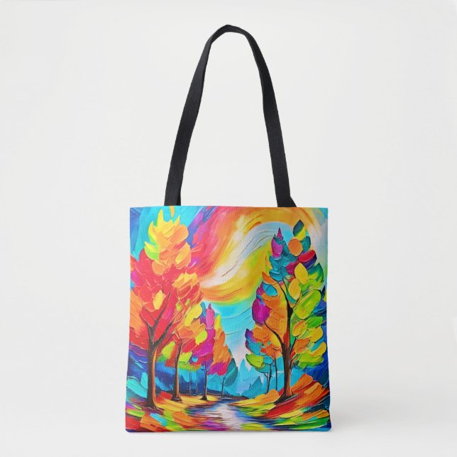 Tote Bag Arbres arc-en-ciel : Forêt Vive (Devant)