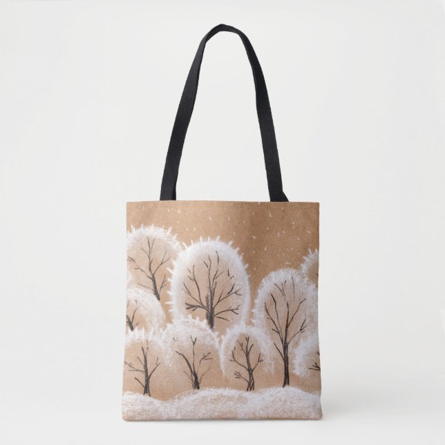 Tote Bag Arbres blancs décoratifs. Branches d'hiver. Un man (Devant)