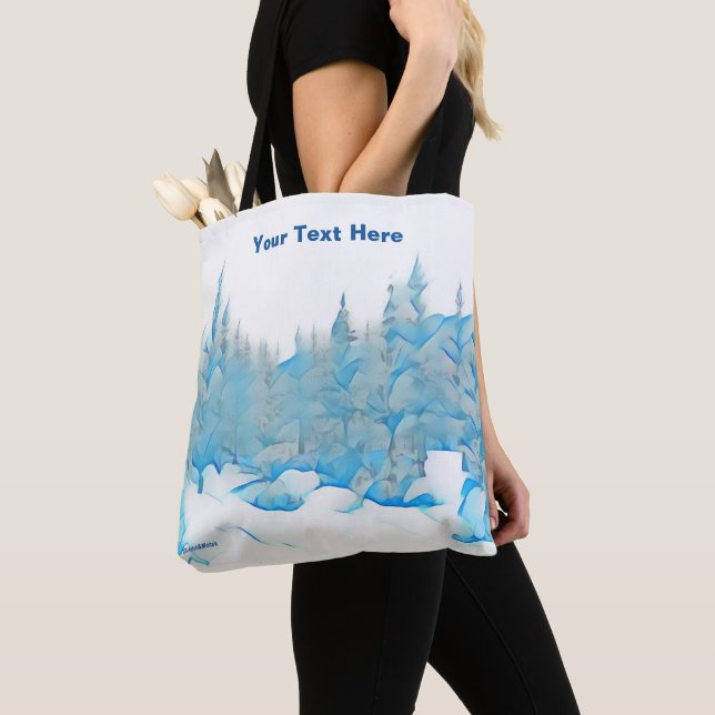 Tote Bag Arbres bleus neigeux (De près)