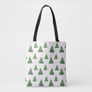 Tote Bag Arbres de Noël avec cordes de perles motif