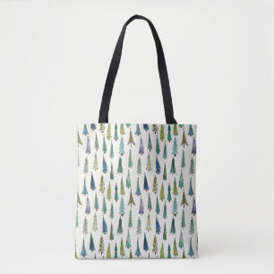 Tote Bag Arbres de Noël modernes Motif illustré