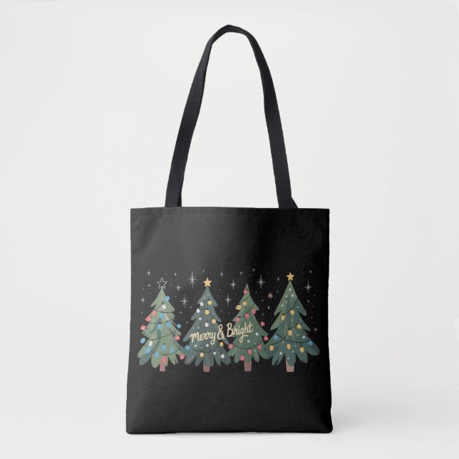 Tote Bag Arbres de Noël verts Fête de Noël  (Devant)