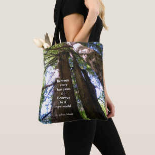Tote Bag Arbres de séquoia avec la citation de Muir