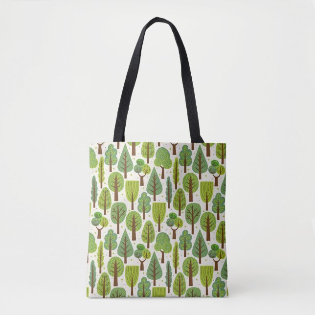 Tote Bag Arbres d'été : Motif vert sans joint (Devant)