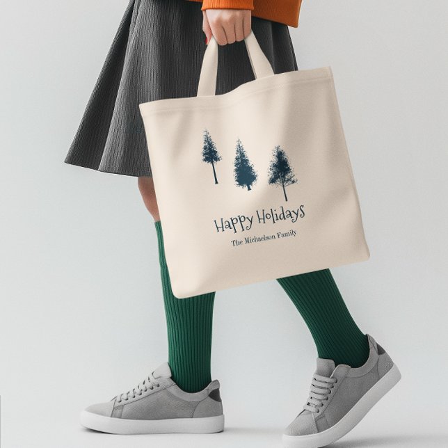 Tote Bag Arbres d'hiver bleus de la Marine (Créateur téléchargé)