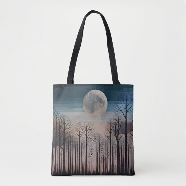 Tote Bag Arbres d'hiver et Pleine lune (Devant)
