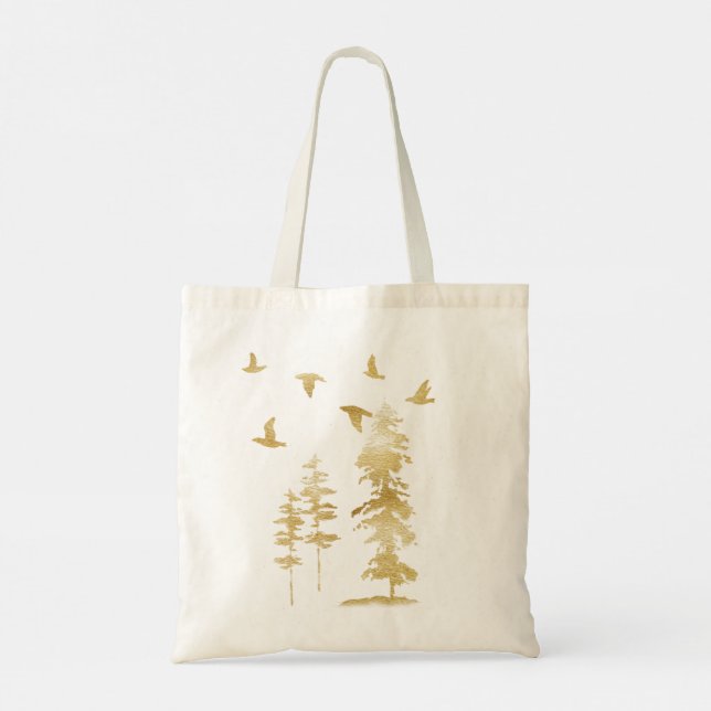Tote Bag Arbres et oiseaux d'hiver (Dos)