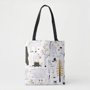 Tote Bag Arbres forestiers d'automne Motif Feuille