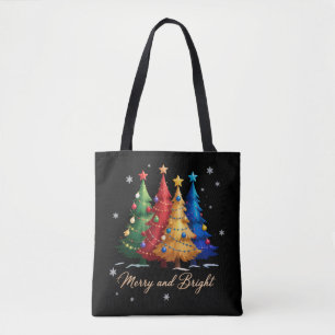 Tote Bag Arbres Joyeux et Lumineux Cadeau de Noël Fêtes Mig