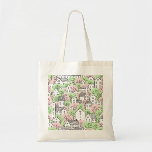 Tote Bag Arbres, maisons, paysage de la ville de printemps