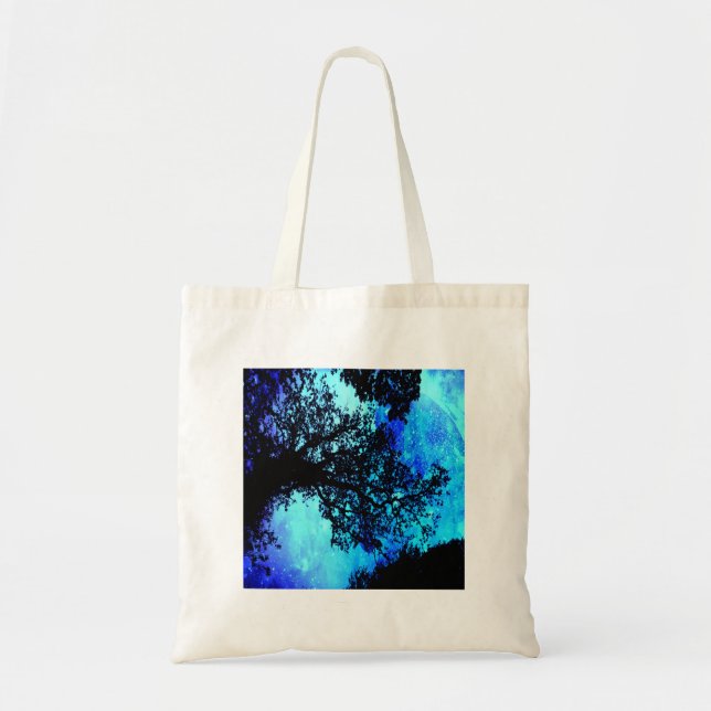 Tote Bag Arbres noirs Turquoise Espace périphérique (Devant)