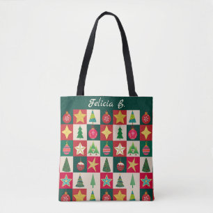 Tote Bag Arbres Ornements et étoiles Carré