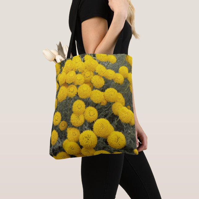 Tote Bag Arbuste à fleurs de Santolina jaune Floral (De près)