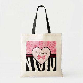 Tote Bag Arc à la mode et nom roses et noirs de motif de