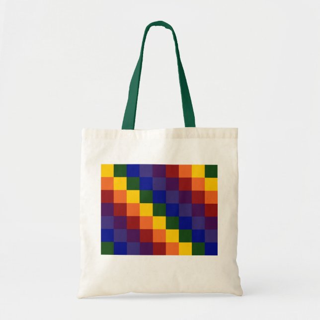 Tote Bag Arc-en-ciel à carreaux (Devant)