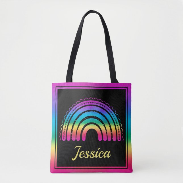 Tote Bag Arc-en-ciel Bohème Coloré (Devant)